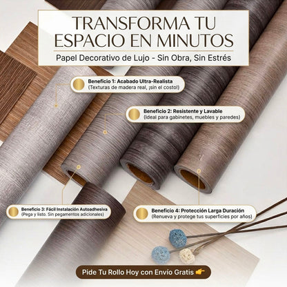 ROLLO PVC PREMIUM AUTOADHESIVO 60CM X 3M – RENUEVA TU HOGAR SIN OBRAS | ENVÍO GRATIS 🇬🇹