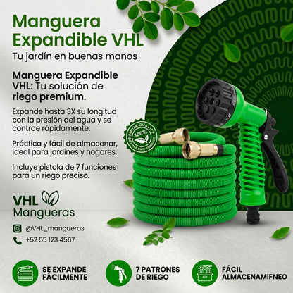 MANGUERA EXPANDIBLE – 22.5 METROS CON ACOPLES DE BRONCE | ENVÍO GRATIS 🇵🇦