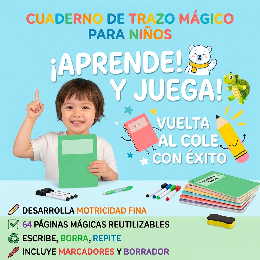 CUADERNO DE TRAZO MÁGICO – ESTIMULACIÓN TEMPRANA Y PRE-ESCRITURA | ENVÍO GRATIS 🇵🇦