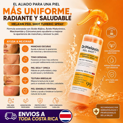 DR. MELAXIN PEEL SHOT SPRAY | SPRAY EXFOLIANTE ACLARANTE PARA MANCHAS EN AXILAS, RODILLAS Y CODOS | ENVÍO GRATIS